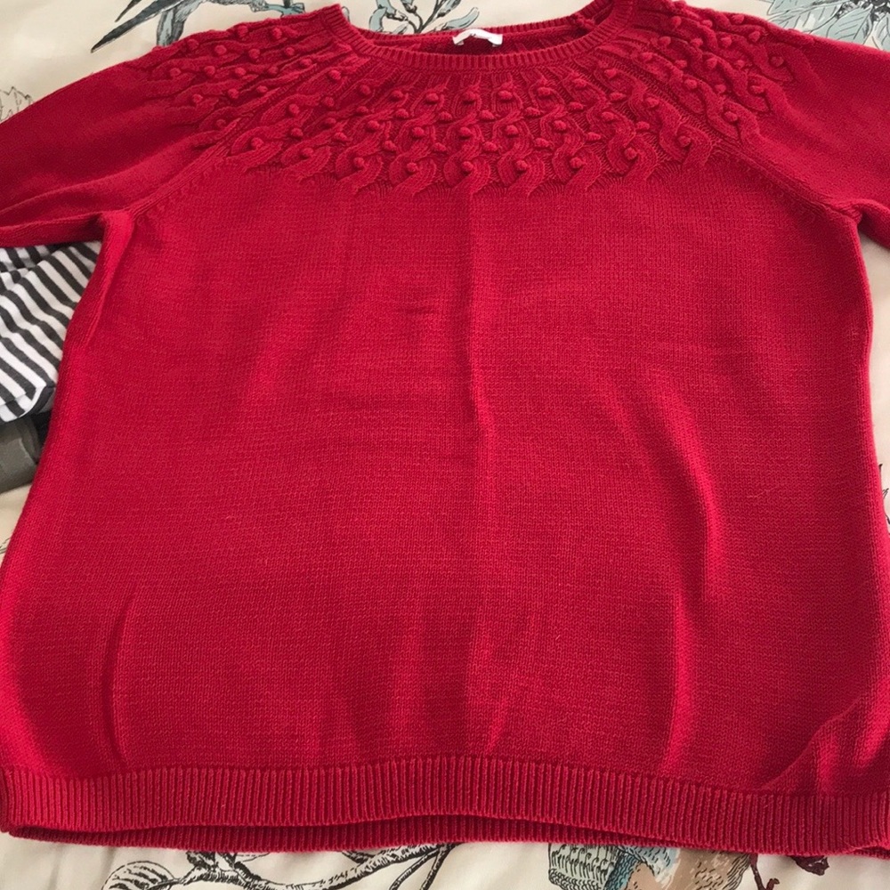 Talbots red raglan sleeve crewneck sweater in lg